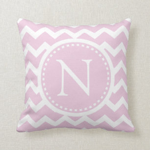 Light Pink Chevron Girly ZigZag Monogram Throw Pillow