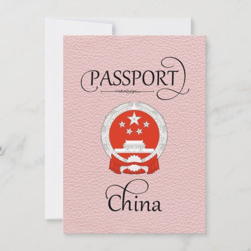 Light Pink China Passport Save the Date Card