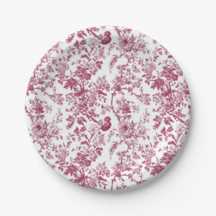 Light Pink Chinoiserie Vine Toile Garden Party Pap Paper Plates