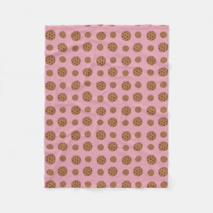 Light pink chocolate chip cookies pattern fleece blanket