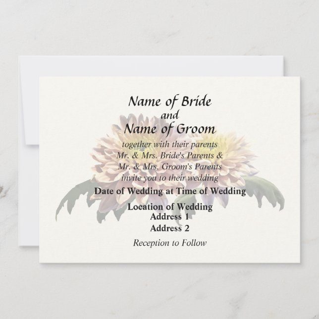 Light Pink Chrysanthemums Invitation (Front)