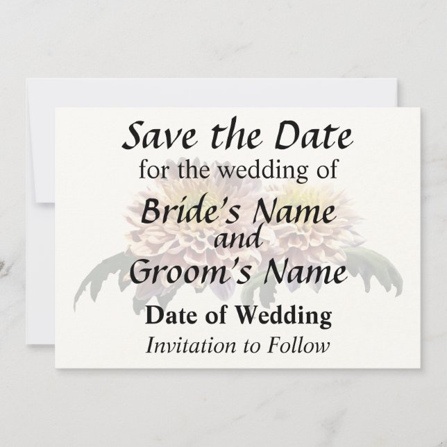 Light Pink Chrysanthemums Save The Date (Front)