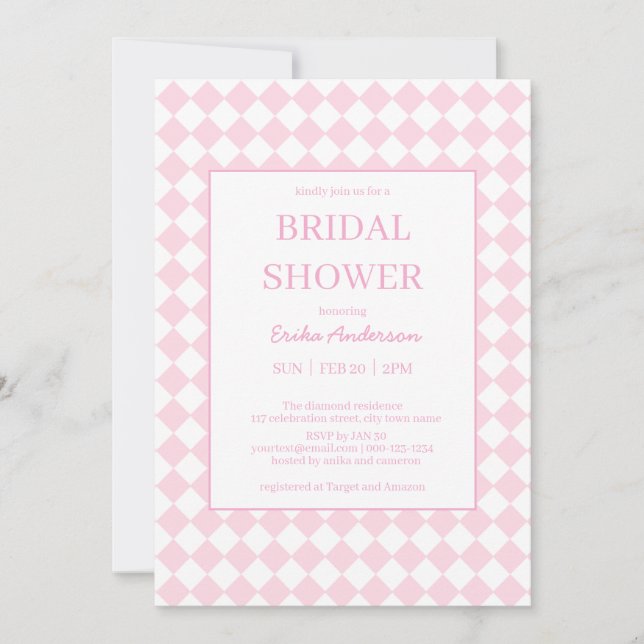 Light pink Classic design Bridal Shower Invitation (Front)