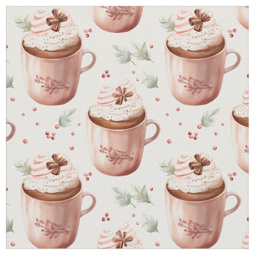 Light Pink Coffee Cups Fabric