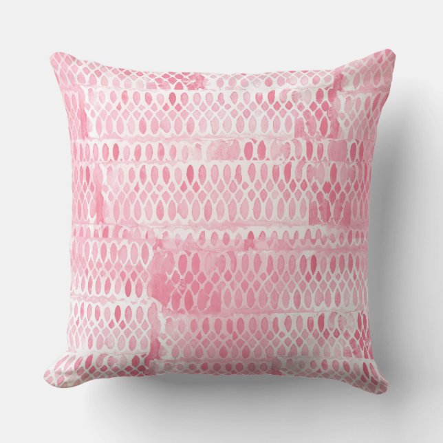 Light Pink Contemporary Lace Pattern Throw Pillow (Front)