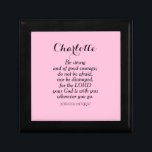 Light Pink Courage Bible Verse Custom Name Simple Gift Box<br><div class="desc">This beautiful soft pink gift box sign features the wonderful Bible verse of Joshua 1:9 and is easy to customize with the recipient's name.</div>