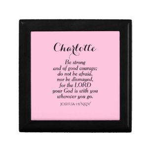 Light Pink Courage Bible Verse Custom Name Simple Gift Box