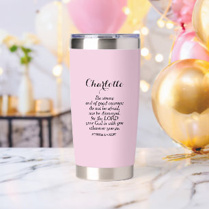 Light Pink Courage Bible Verse Custom Name Simple Insulated Tumbler