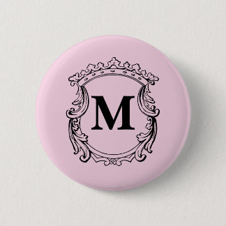 Light Pink Custom Monogram Crest Button