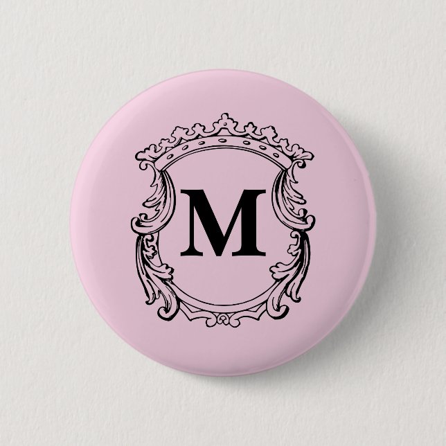 Light Pink Custom Monogram Crest Button (Front)