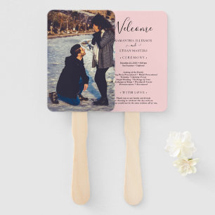 Light Pink Custom Photo Wedding Program Hand Fan
