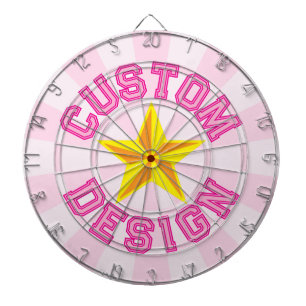 Light Pink Custom Text With Yellow Star Design Dart Board