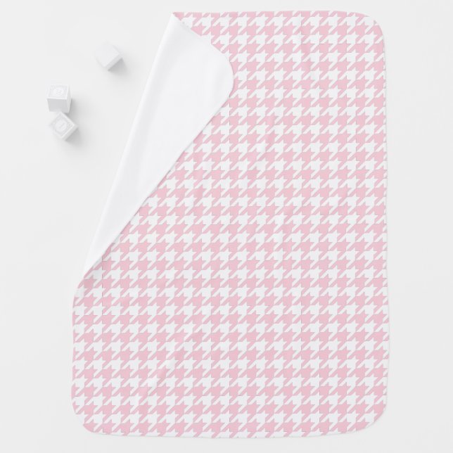 Light Pink Cute Houndstooth Pattern Receiving Blanket (In Situ)