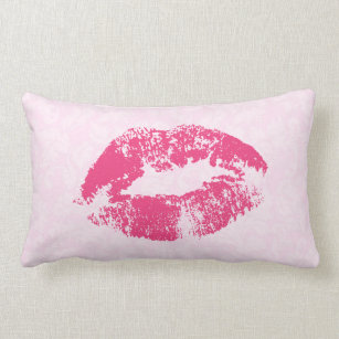 Pink Lips Pillows Decorative Throw Zazzle Light Pink Damask And Lips Lumbar Pillow