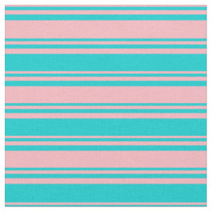 Light Pink & Dark Turquoise Striped/Lined Pattern Fabric