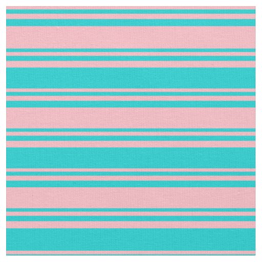 Light Pink & Dark Turquoise Striped/Lined Pattern Fabric