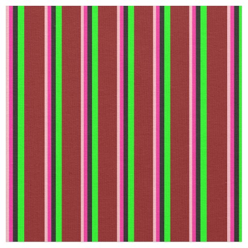 Light Pink, Deep Pink, Black, Lime & Maroon Lines Fabric