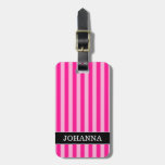 [ Thumbnail: Light Pink & Deep Pink Stripes + Custom Name Luggage Tag ]