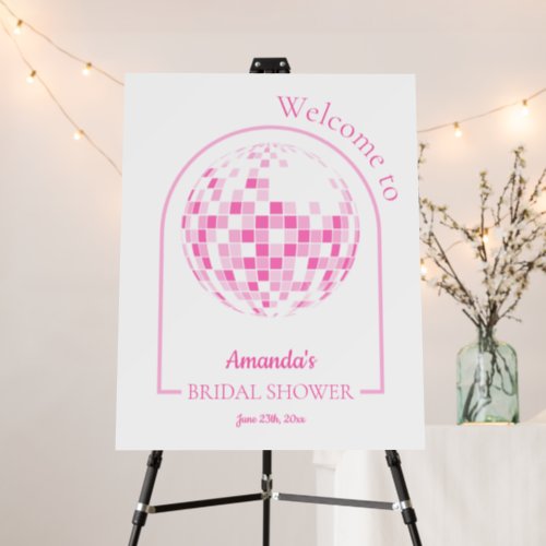 Light Pink Disco Boogie Bridal Shower Welcome Sign
