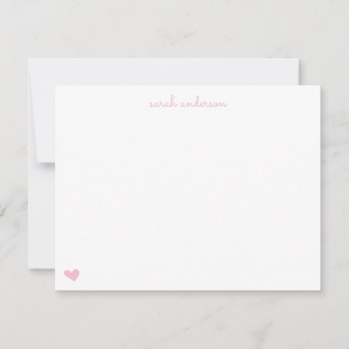 Light Pink Doodle Heart Personalized Stationery Note Card