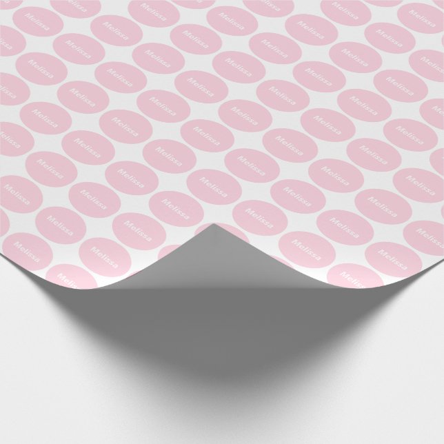 Light Pink Dots Pattern On White With Name Wrapping Paper (Corner)
