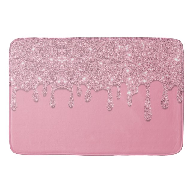 Light Pink Dripping Glitter Bath Mat (Front)