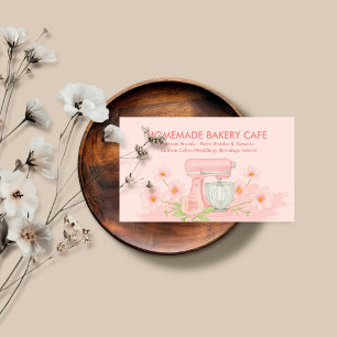 Light Pink Dual Color Watercolor Bakery Business Card