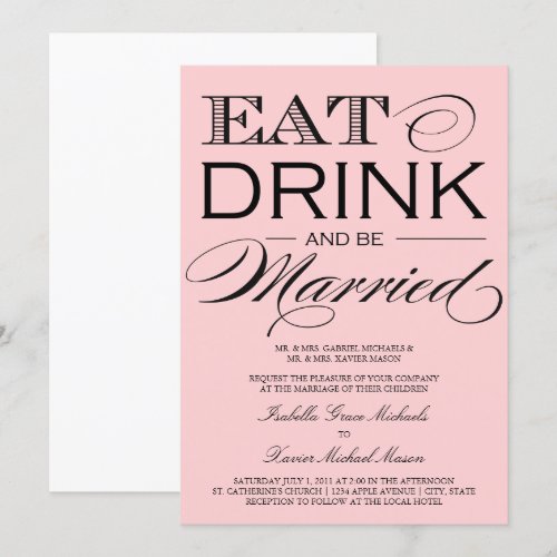 5 x 7 Eat, Drink &amp; Be Married | Wedding Invitation