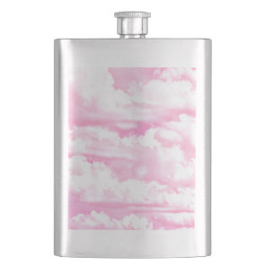 Light Pink Elegant Clouds Decor Hip Flask