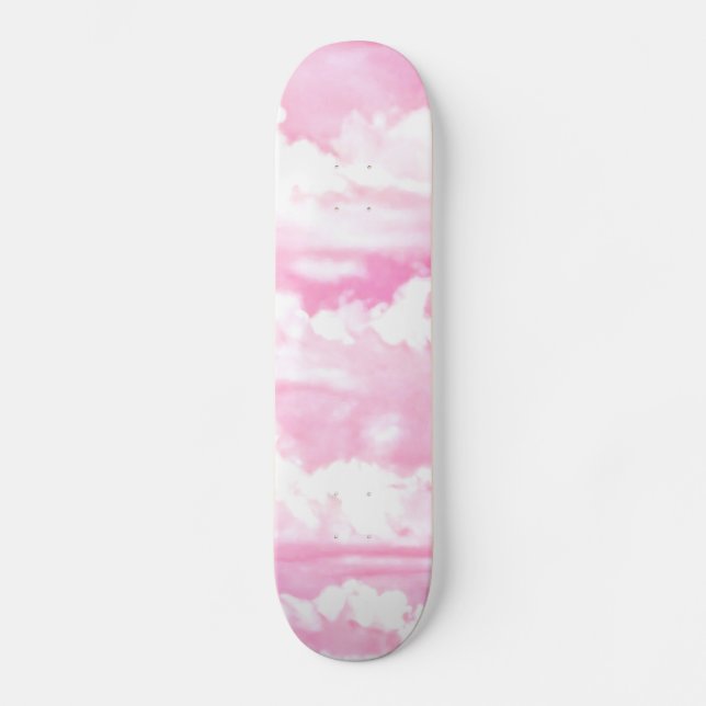 Light Pink Elegant Clouds Decor Skateboard Deck (Front)