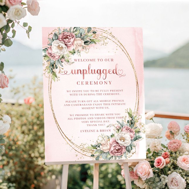 Light Pink Eucalyptus Unplugged Ceremony Sign (Light Pink Eucalyptus Unplugged Ceremony Sign

)
