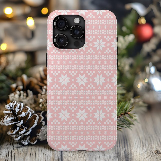Light Pink Fair Isle Christmas Sweater Pattern Case-Mate iPhone Case (Creator Uploaded)