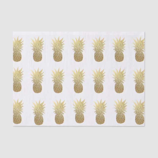 Light Pink Faux Gold Foil Pineapple Tissue Paper (Front)