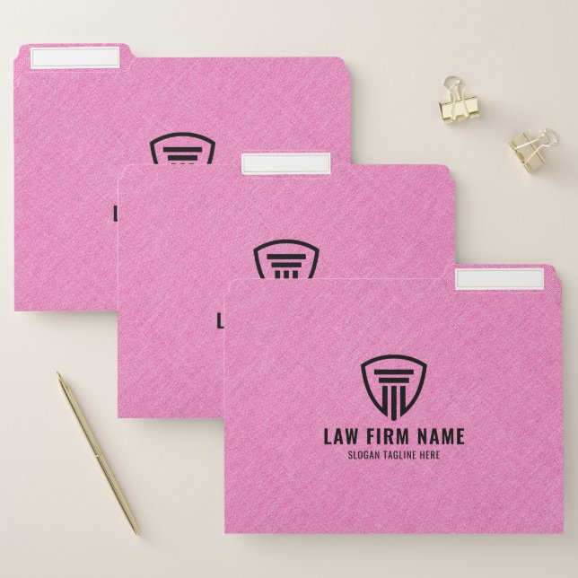 Light-pink faux linen law logo design file folder (Set)