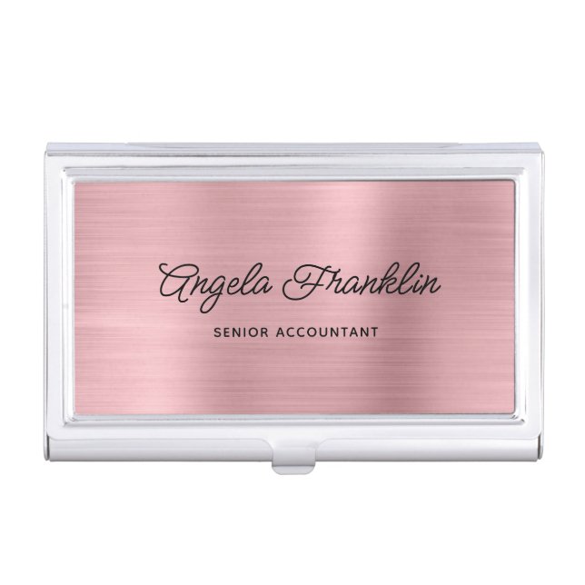 Light Pink Faux Metallic Foil Business Card Case (Front)