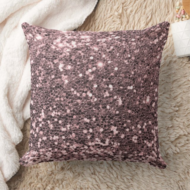 Light Pink Faux Sequin Glitter Throw Pillow (Blanket)