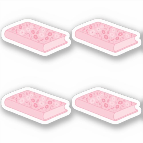 Light Pink Floral Books Sticker