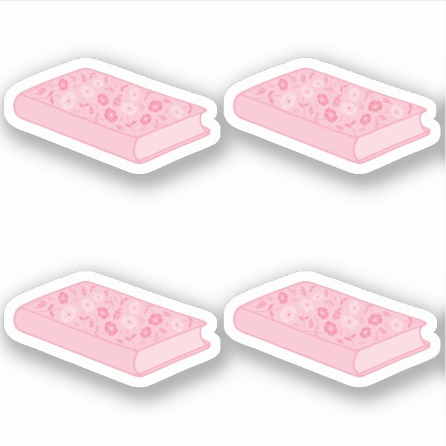 Light Pink Floral Books Sticker (Front)