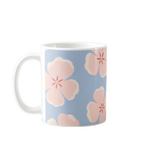 Light Pink Floral Cup with Blue Background