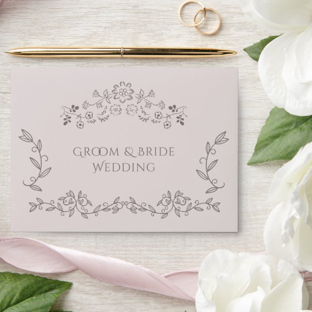  Light Pink floral design Elegant Wedding Envelope (Wedding)