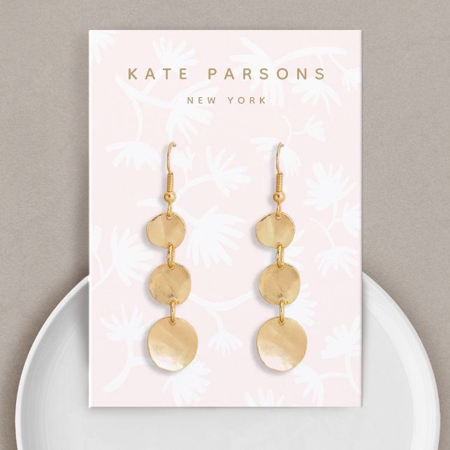 Light Pink Floral Earring Jewelry Display Business Card (Creator Uploaded)