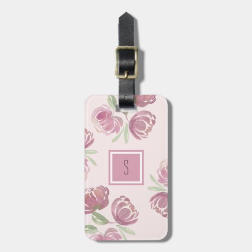 Light Pink Floral Luggage Tag