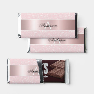 Light Pink Floral Monogram Hershey Bar Favors