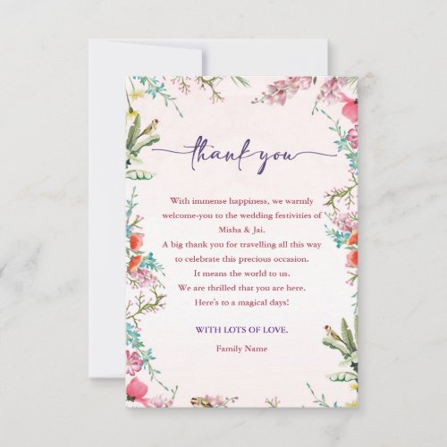 Light Pink floral Thank you Card