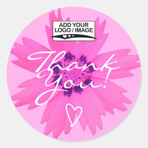 Light Pink Flower Thank You Label Logo Template