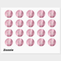 Monogram White on Light Pink Square Sticker, Zazzle in 2023