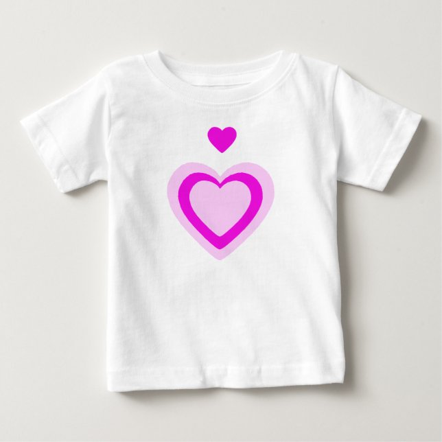 LIGHT PINK FUCHSIA HEARTS BABY T-Shirt (Front)