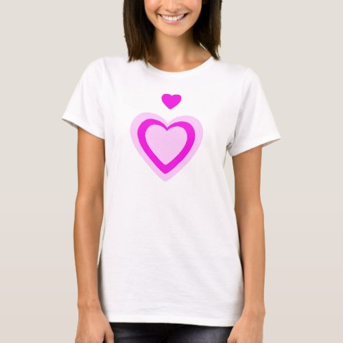 LIGHT PINK FUCHSIA HEARTS T_Shirt