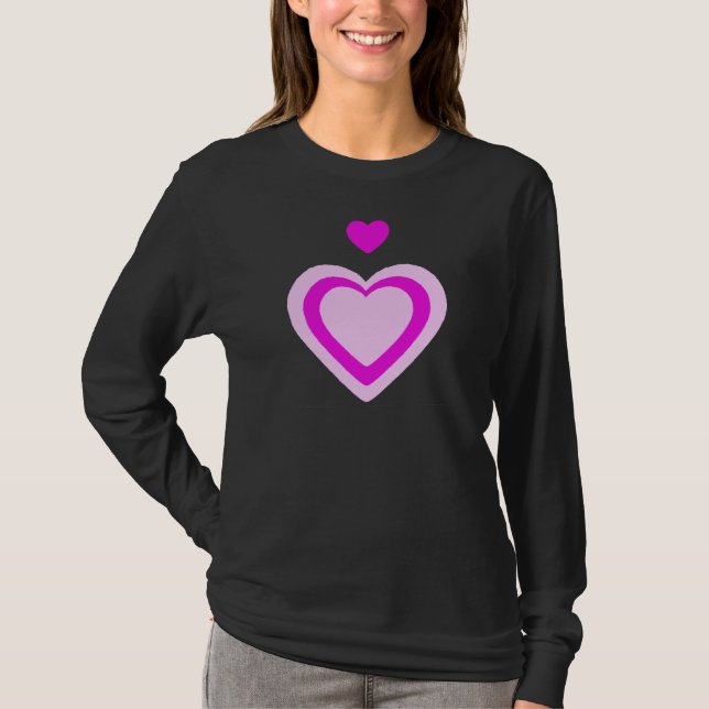 LIGHT PINK FUCHSIA HEARTS T-Shirt (Front)