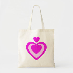 LIGHT PINK FUCHSIA HEARTS TOTE BAG